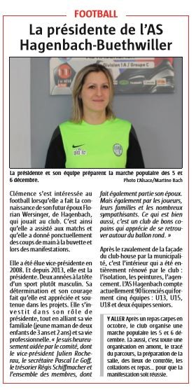 Portrait de Clémence Wersinger - Article paru dans le journal l'Alsace du 01.12.2015