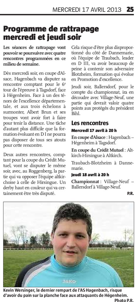 Article paru dans le journal L'Alsace du 17.04.2013 Article paru dans le journal L'Alsace du 17.04.2013
