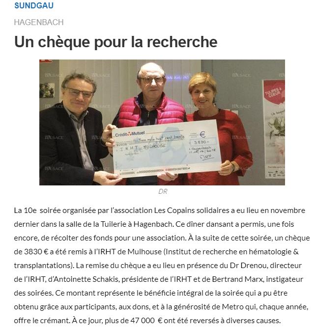 Journal L'Alsace du 12/02/2019