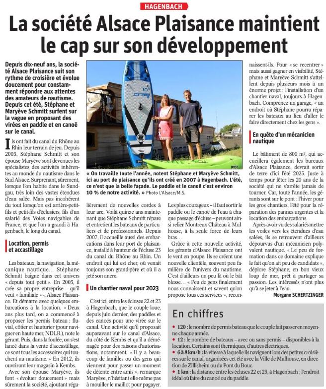 L'Alsace du 19 août 2022 L'Alsace du 19 août 2022