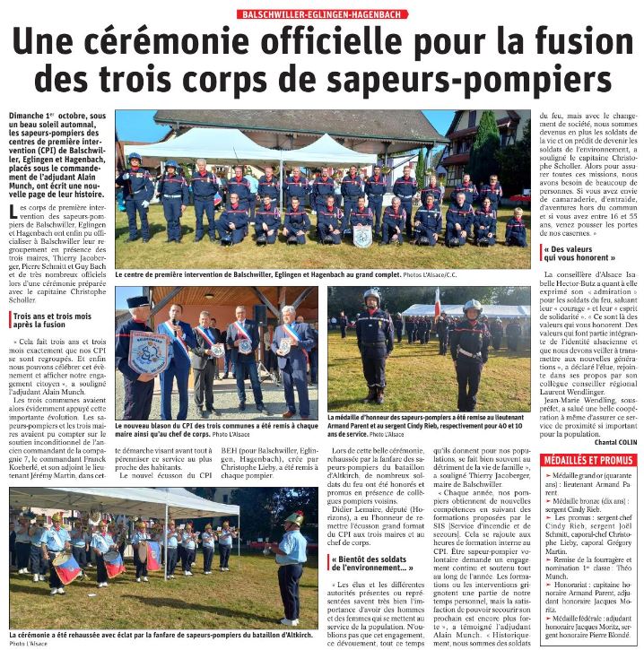 Une cérémonie officielle pour la fusion des trois corps de sapeurs-pompiers Une cérémonie officielle pour la fusion des trois corps de sapeurs-pompiers